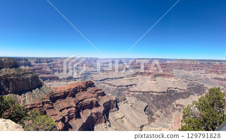 Vibrant panoramic view of Grand Canyon National Park, Arizona 129791828