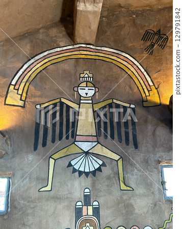 Native American style mural in Desert View Watchtower, Grand Canyon NP 129791842