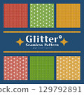 Sparkling glitter seamless pattern background material - Christmas colors and star vector illustration - M set 129792891