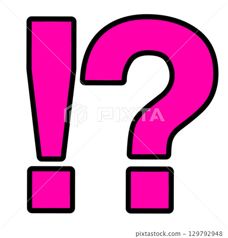 Pink exclamation mark and question mark combination symbol illustration Pink exclamation mark and question mark combination symbol illustration 129792948