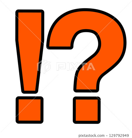 橘色感嘆號和問號組合符號圖 橘色感嘆號和問號組合符號圖 129792949