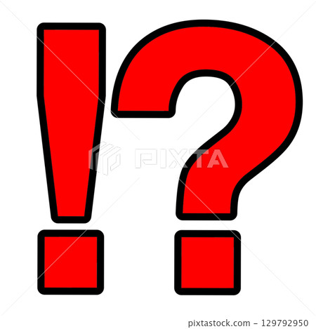 Illustration of a combination of a red exclamation mark and a question mark 129792950