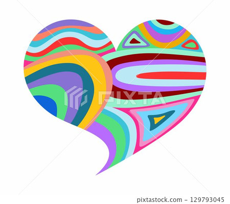Colorful bright ornamental heart Vector Illustration icon or symbol. Valentine day. 129793045
