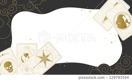Celestial fortune telling divination background with tarot cards and clouds. Vector illustration Celestial fortune telling divination background with tarot cards and clouds. Vector illustration 129793504