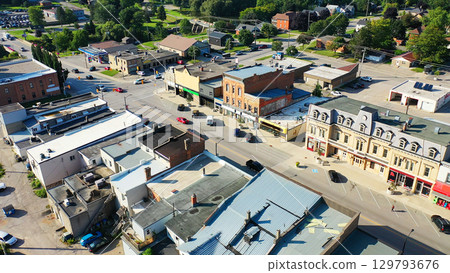 Aerial scene of Mitchell, Ontario, Canada in summer Aerial scene of Mitchell, Ontario, Canada in summer 129793676