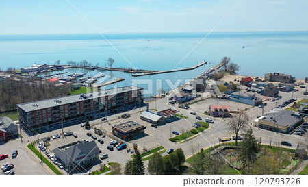 Aerial view of Port Dover, Canada by the lake Aerial view of Port Dover, Canada by the lake 129793726