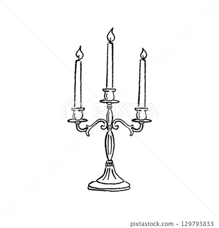 Antique candlestick vector hand-drawn illustration 129793833