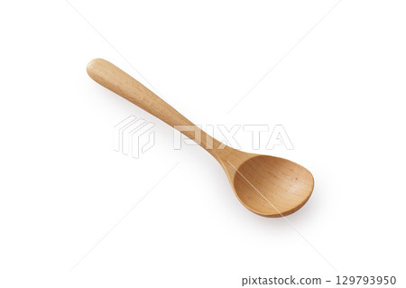 Wooden spoon on white background 129793950