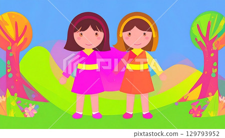 Twin girls 129793952