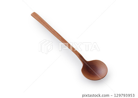 Wooden spoon on white background 129793953