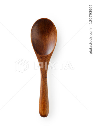 Wooden spoon on white background 129793965