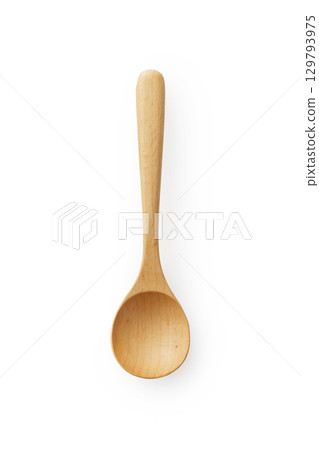 Wooden spoon on white background 129793975
