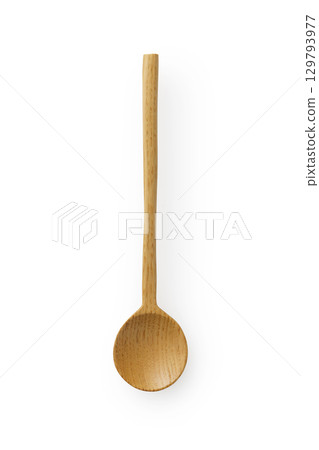 Wooden spoon on white background 129793977