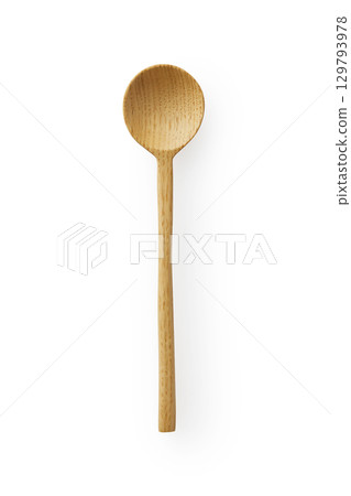 Wooden spoon on white background 129793978