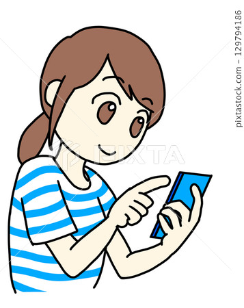 Woman operating a smartphone 129794186