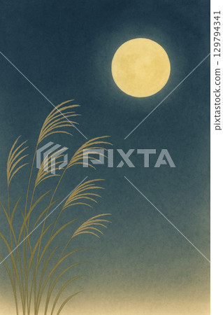 蒲葦系列：中秋月圓月景，蒲葦與滿月 129794341