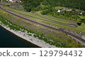Lake Tanzawa and Miho Dam embankment (aerial view), Yamakita Town, Minamiashigara District, Kanagawa Prefecture, Japan 129794432