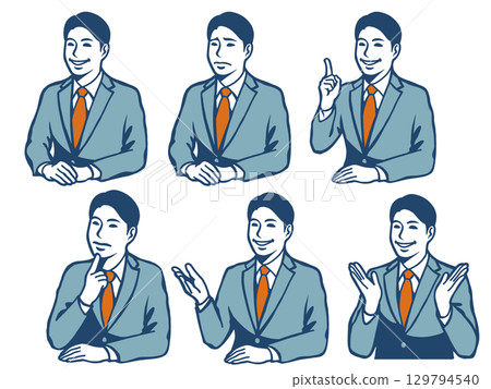 一組表情和姿勢各異的商人 129794540