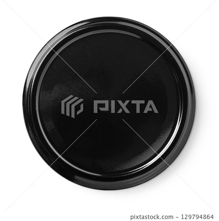 Black metal screw cap lid isolated on white background Black metal screw cap lid isolated on white background 129794864