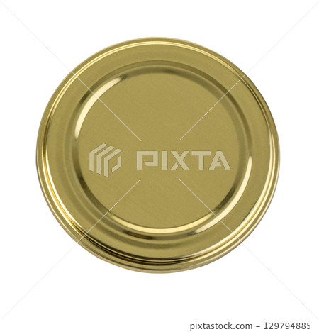 Golden lid isolated on transparent background: preserving freshness and flavor 129794885