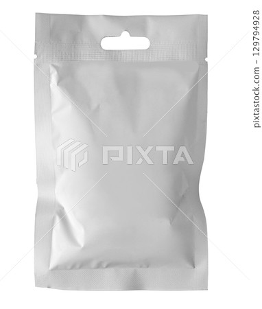 Empty plastic bag perfect for coffee, tea, snack, spices, or other food products 129794928