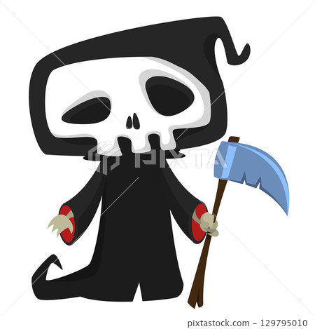 Funny cartoon grim reaper character design.  129795010