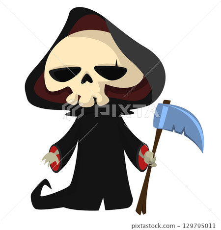 Funny cartoon grim reaper character design. Funny cartoon grim reaper character design. 129795011