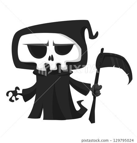 Funny cartoon grim reaper character design. Funny cartoon grim reaper character design. 129795024