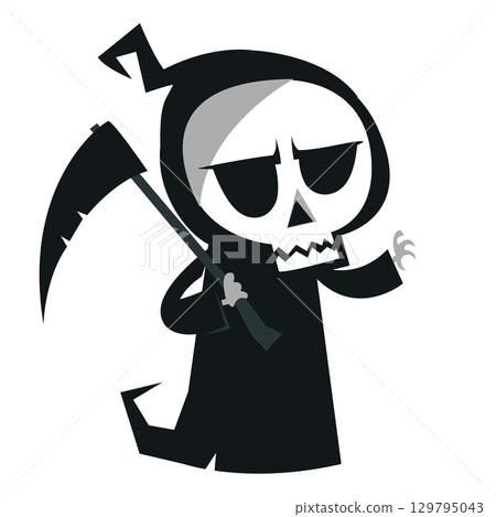 Funny cartoon grim reaper character design.  129795043
