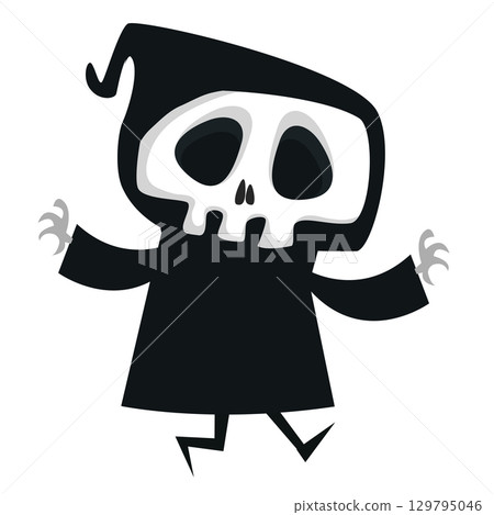 Funny cartoon grim reaper character design.  129795046