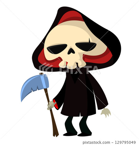 Funny cartoon grim reaper character design.  129795049