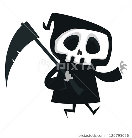 Funny cartoon grim reaper character design.  129795056