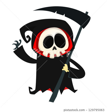 Funny cartoon grim reaper character design. Funny cartoon grim reaper character design. 129795063