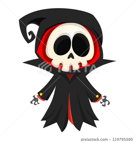 Funny cartoon grim reaper character design.  129795080
