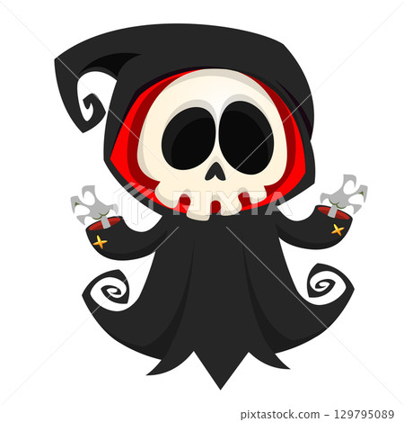 Funny cartoon grim reaper character design. Funny cartoon grim reaper character design. 129795089