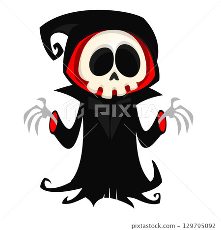 Funny cartoon grim reaper character design.  129795092