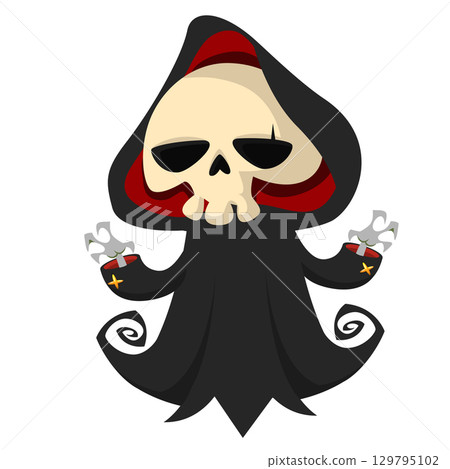 Funny cartoon grim reaper character design.  129795102