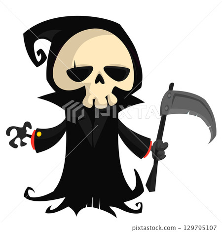 Funny cartoon grim reaper character design. Funny cartoon grim reaper character design. 129795107
