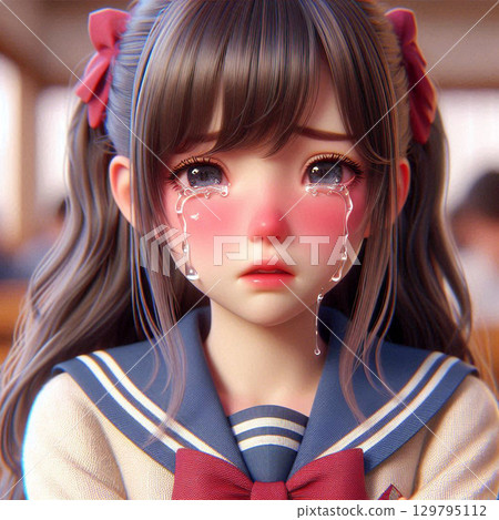 A high school girl crying in tears {5} 129795112