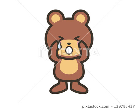Sad and crying cute bear character illustration Sad and crying cute bear character illustration 129795437