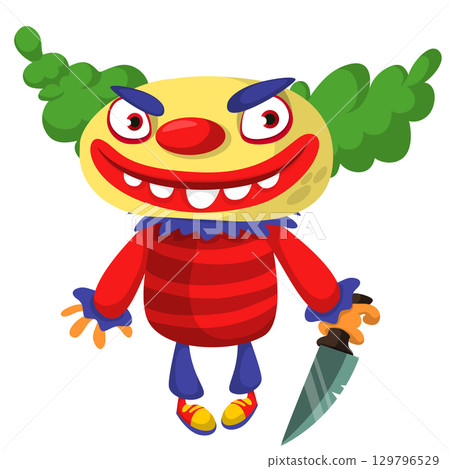 Cartoon scary clown character for Halloween design. Vector isolated Cartoon scary clown character for Halloween design. Vector isolated 129796529