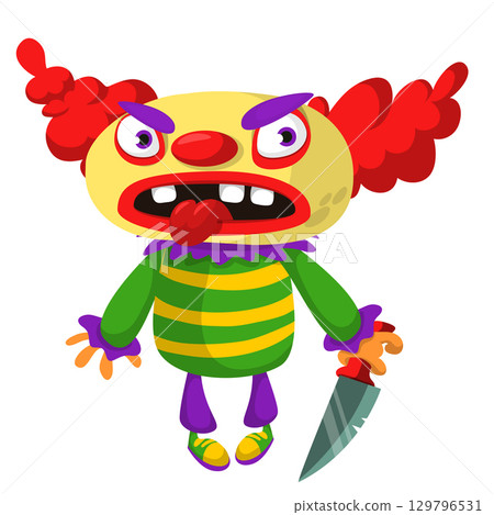 Cartoon scary clown character for Halloween design. Vector isolated Cartoon scary clown character for Halloween design. Vector isolated 129796531