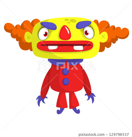 Cartoon scary clown character for Halloween design. Vector isolated Cartoon scary clown character for Halloween design. Vector isolated 129796537