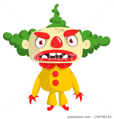 Cartoon scary clown character for Halloween design. Vector isolated 129796539