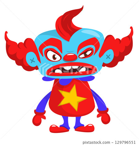 Cartoon scary clown character for Halloween design. Vector isolated 129796551