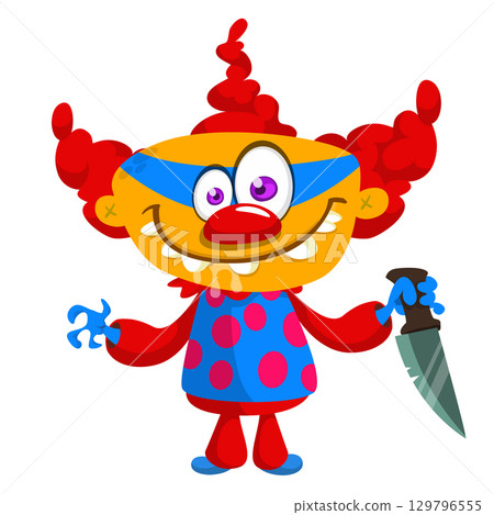 Cartoon scary clown character for Halloween design. Vector isolated Cartoon scary clown character for Halloween design. Vector isolated 129796555