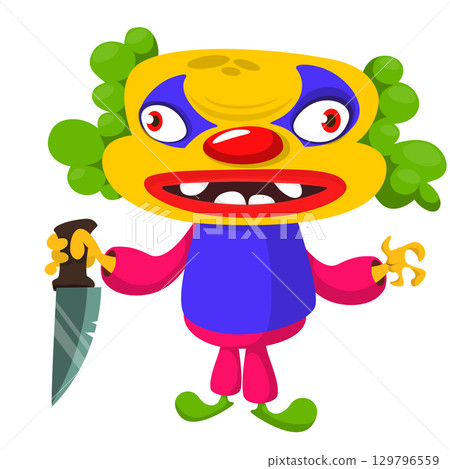 Cartoon scary clown character for Halloween design. Vector isolated Cartoon scary clown character for Halloween design. Vector isolated 129796559