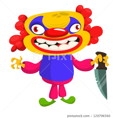 Cartoon scary clown character for Halloween design. Vector isolated Cartoon scary clown character for Halloween design. Vector isolated 129796560