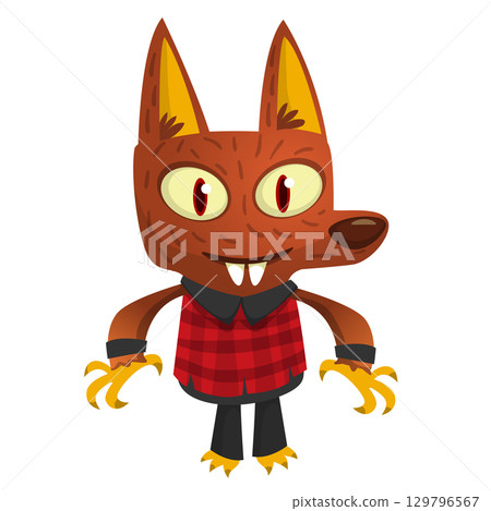 Cartoon funny werewolf character for Halloween design. Vector isolated 129796567