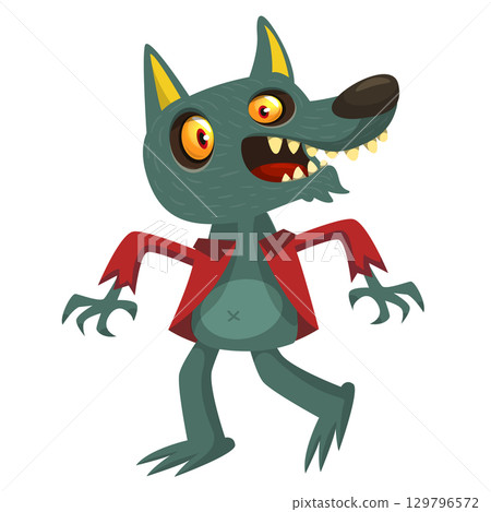 Cartoon funny werewolf character for Halloween design. Vector isolated Cartoon funny werewolf character for Halloween design. Vector isolated 129796572